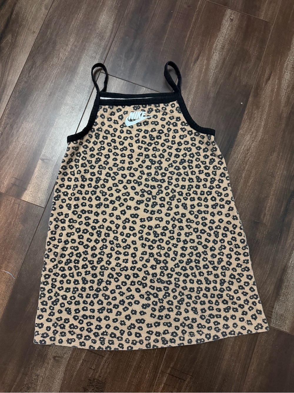 Nike Girls' Tan Leopard Print Slip Dress with Black Trim